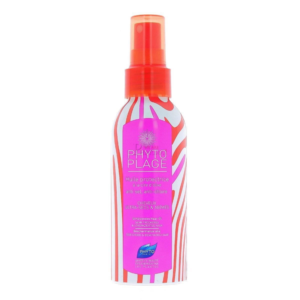 Phyto Plage Protective Beach Spray by Pasteur Pharmacy, 100ml, for sun protection and hair care, with spray nozzle visible.