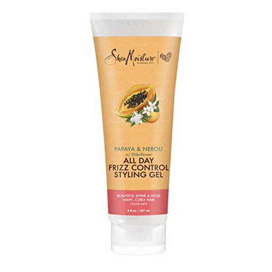 Shea Moisture All Day Frizz Control Styling Gel with Papaya and Neroli, 8 Fl Oz, for smooth, frizz-free hair.