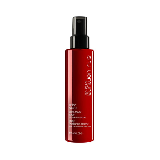 Shu Uemura Color Lustre Spray 150ml hair care product, spray bottle with label, designed to enhance and protect color-treated hair.