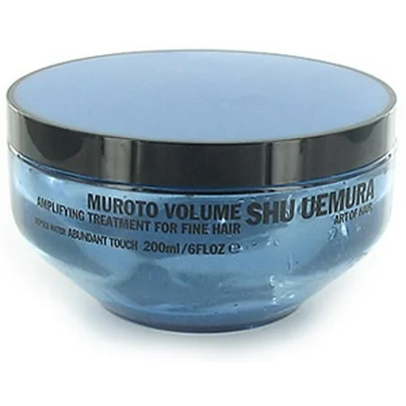 Shu Uemura Muroto Volume Pure Lightness Treatment for fine hair, 16.9 oz, in a clear bottle with white cap and label.