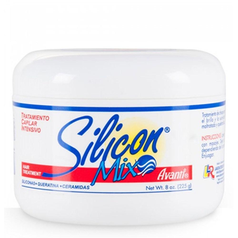 Silicon Mix Hair Treatment in 8 oz bottle, a hair care product with smooth, shiny hair visible in the image.