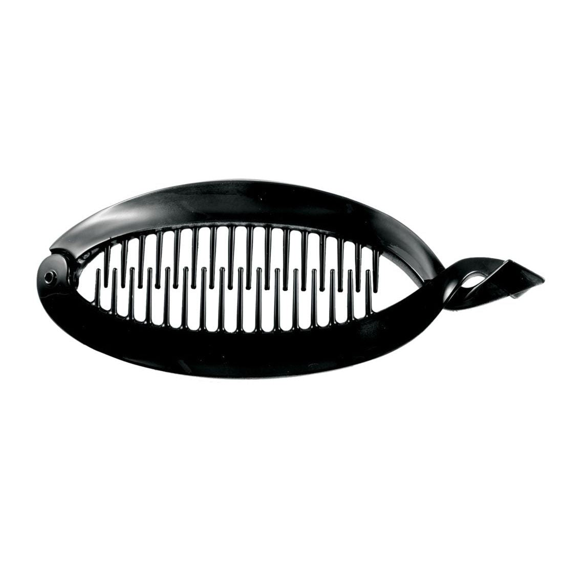 Large black fish hair clip from Pasteur Pharmacy's Smoothies collection, perfect for securing hair comfortably.