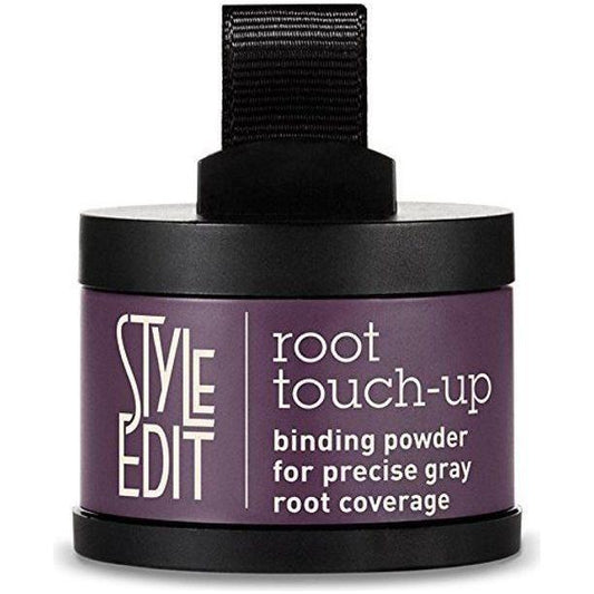 Medium brown Style Edit Root Touch Up Powder by Pasteur Pharmacy for quick hair root coverage in 0.13 oz.