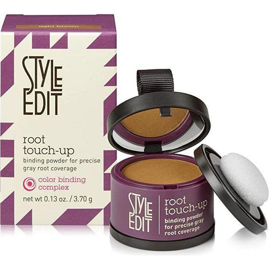 Style Edit Root Touch-Up in Lightest Brown to Medium Blonde, 3.70g, hair care product showing the compact container with color.