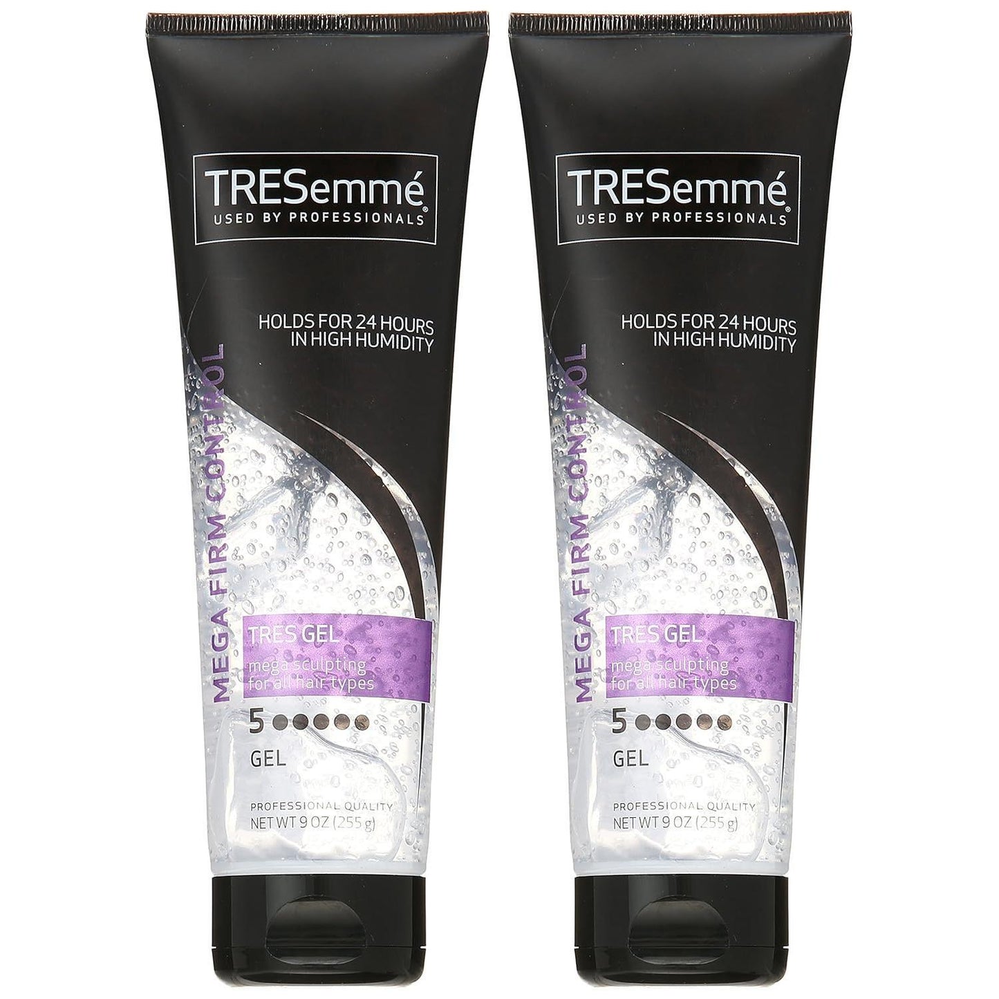 TRESemme alcohol-free hair gel with mega control hold, 9 oz bottle, smooth and style hair with strong hold.