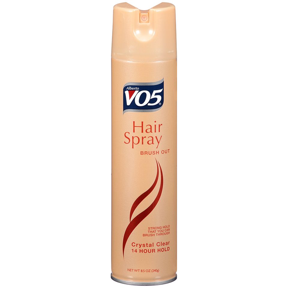 VO5 Brush Out Hair Spray by Pasteur Pharmacy, strong hold all-day style, 8.5 oz aerosol can for hair care.