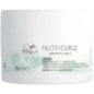 Wella Waves & Curls Deep Treatment Mask for hair care, shown in a jar with smooth, curly hair in the background.