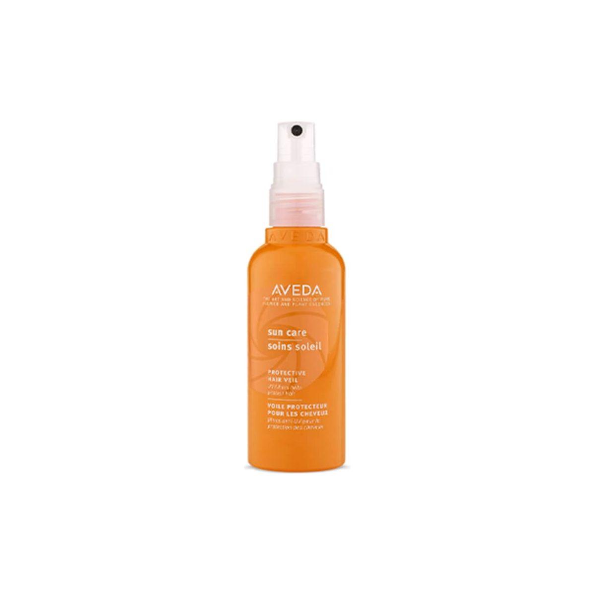Aveda Sun Care Protective Hair Veil 3.4 oz in a clear spray bottle, designed to shield hair from sun damage.