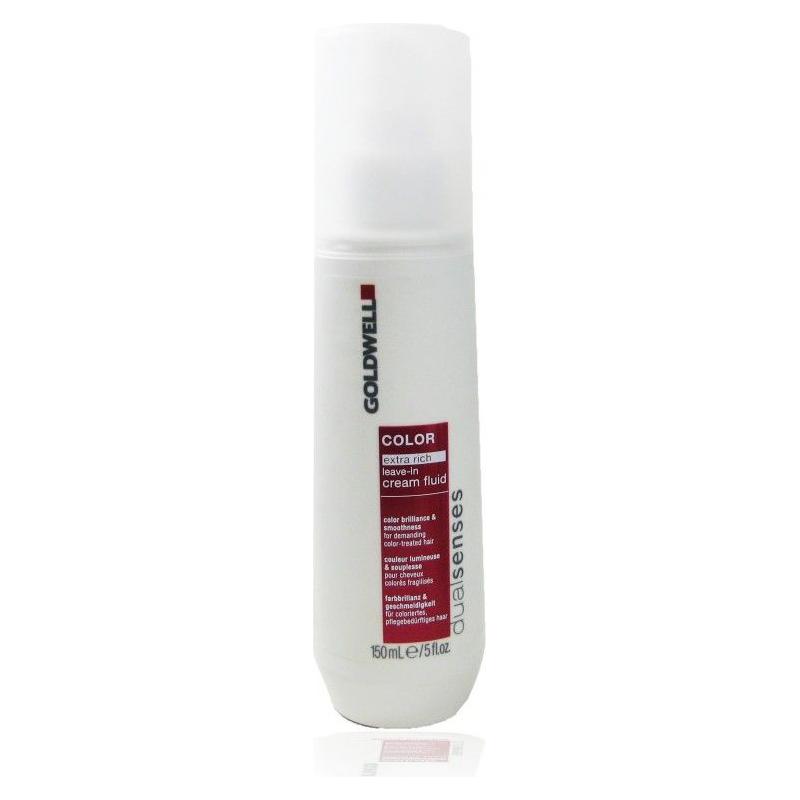 Goldwell Dualsenses Color Extra Rich Leave-in Cream fluid in a 5 oz bottle, designed for nourishing and protecting colored hair.