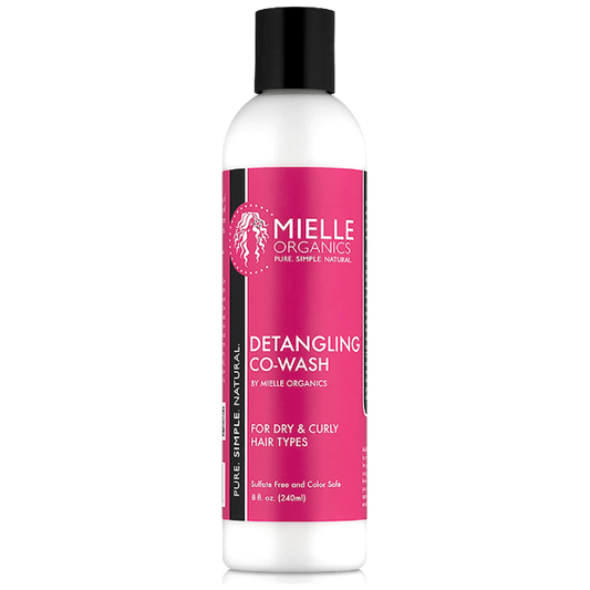 Mielle Organics Detangling Co-wash 8 oz hair care product in a clear bottle with a pump dispenser and label details