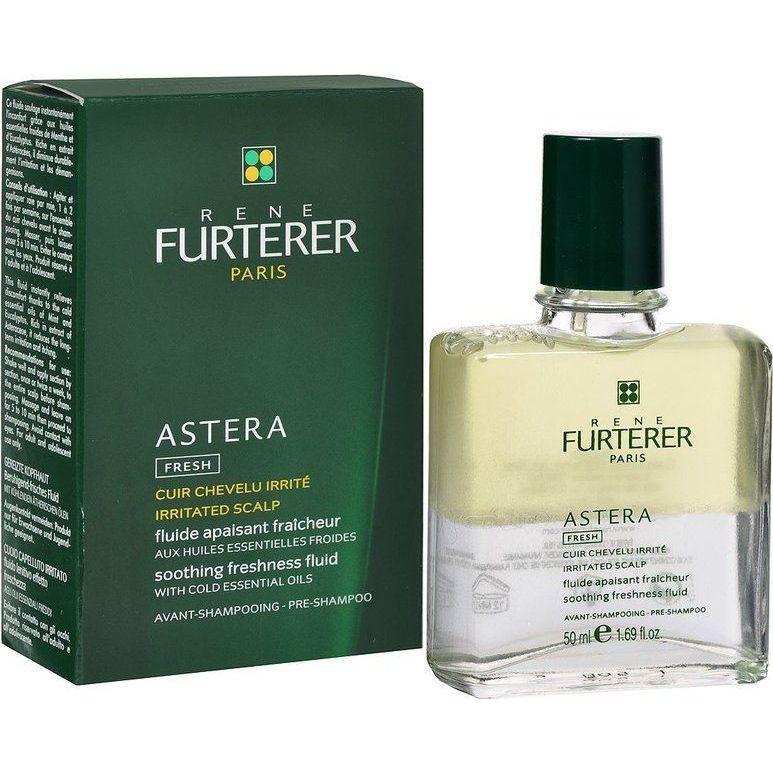Rene Furterer ASTERA FRESH soothing freshness fluid in 1.6 fl oz bottle, hair care product with refreshing and calming properties.