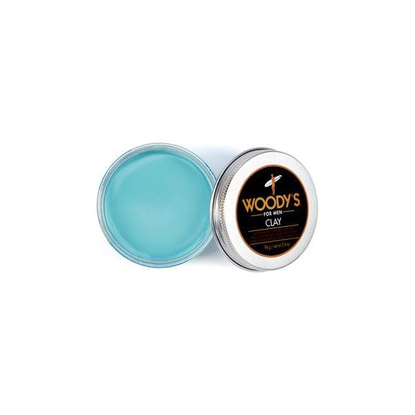 Woody's ForMen Matte Finish Hair Clay in 3.4 oz container, natural hair styling product with matte texture by Pasteur Pharmacy