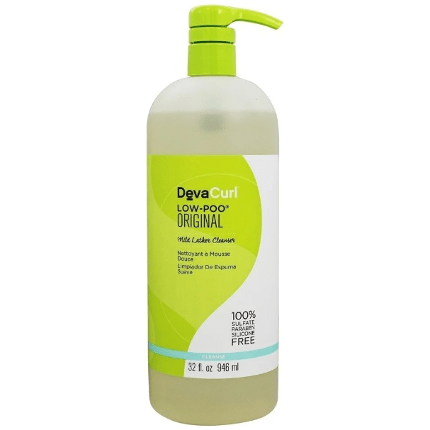 DevaCurl Low Poo Original Mild Lather Cleanser 32 oz, hair cleanser with gentle formula for curly hair, natural hair care product