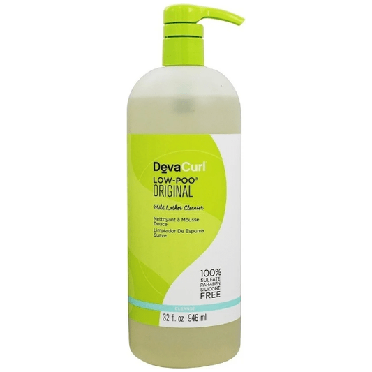 DevaCurl Low Poo Original Mild Lather Cleanser 32 oz, hair cleanser with gentle formula for curly hair, natural hair care product