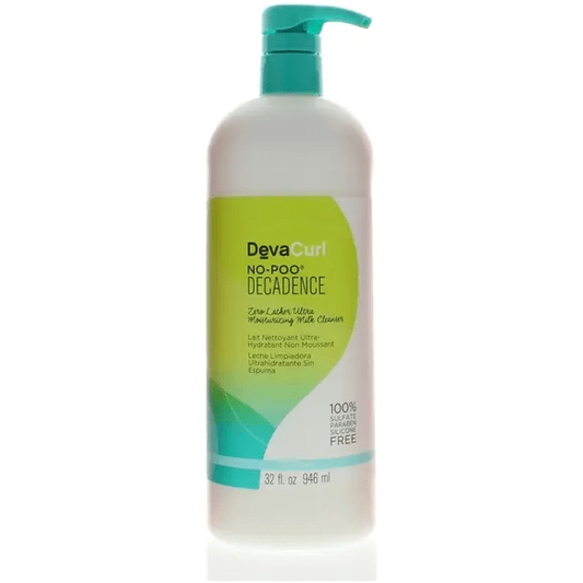 DevaCurl No-Poo Decadence Zero Lather Hair Cleanser bottle, 32 oz, gentle sulfate-free hair cleanser for curly hair