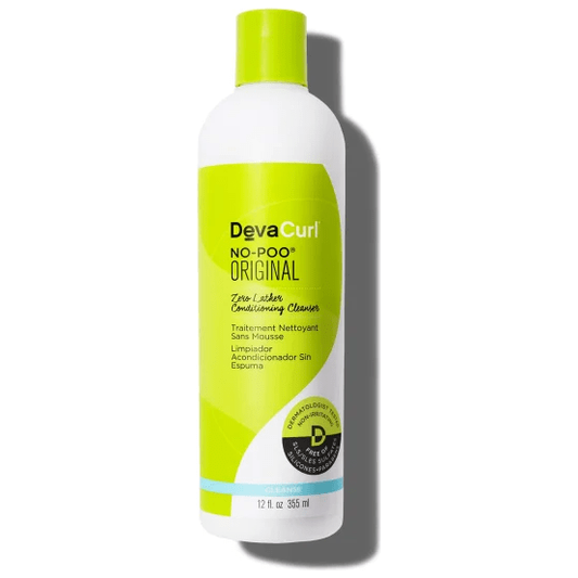 DevaCurl No-Poo Original Zero Lather Conditioning Cleanser 12 oz, gentle hair cleanser with zero lather for curly hair care