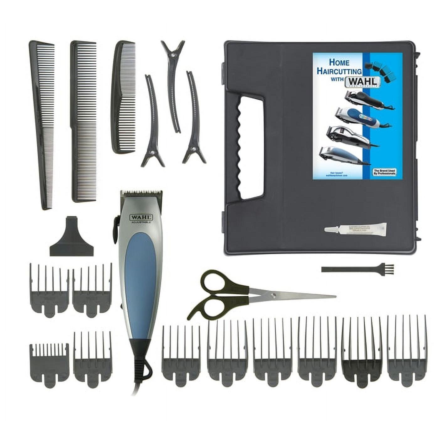 Wahl HomePro 22-piece haircut kit with hair clippers and trimmers, including various attachments for professional-looking haircuts.