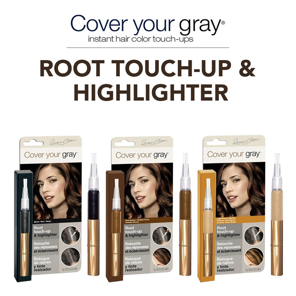 Pasteur Pharmacy Jet Black Root Touch-Up and Highlighter hair color in 0.25 oz bottle, covers gray roots naturally.