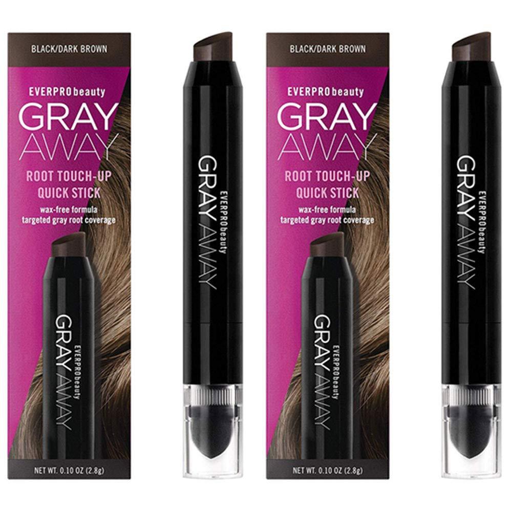 Everpro Gray Away Root Touch-Up Quick Stick in Black/Dark Brown, 0.10 oz, for quick hair root coverage.