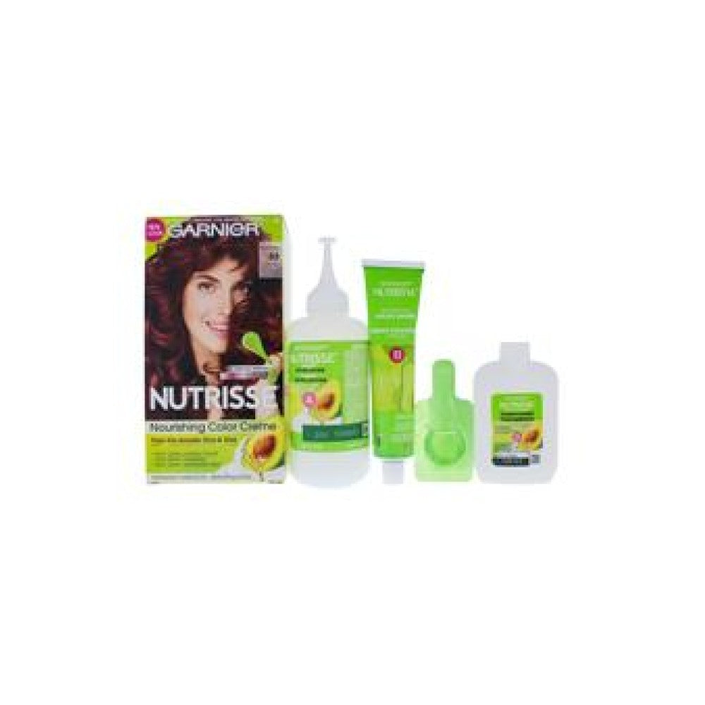 Garnier Nutrisse Nourishing Color Creme permanent hair color in a single applicator bag, for vibrant hair coloring.