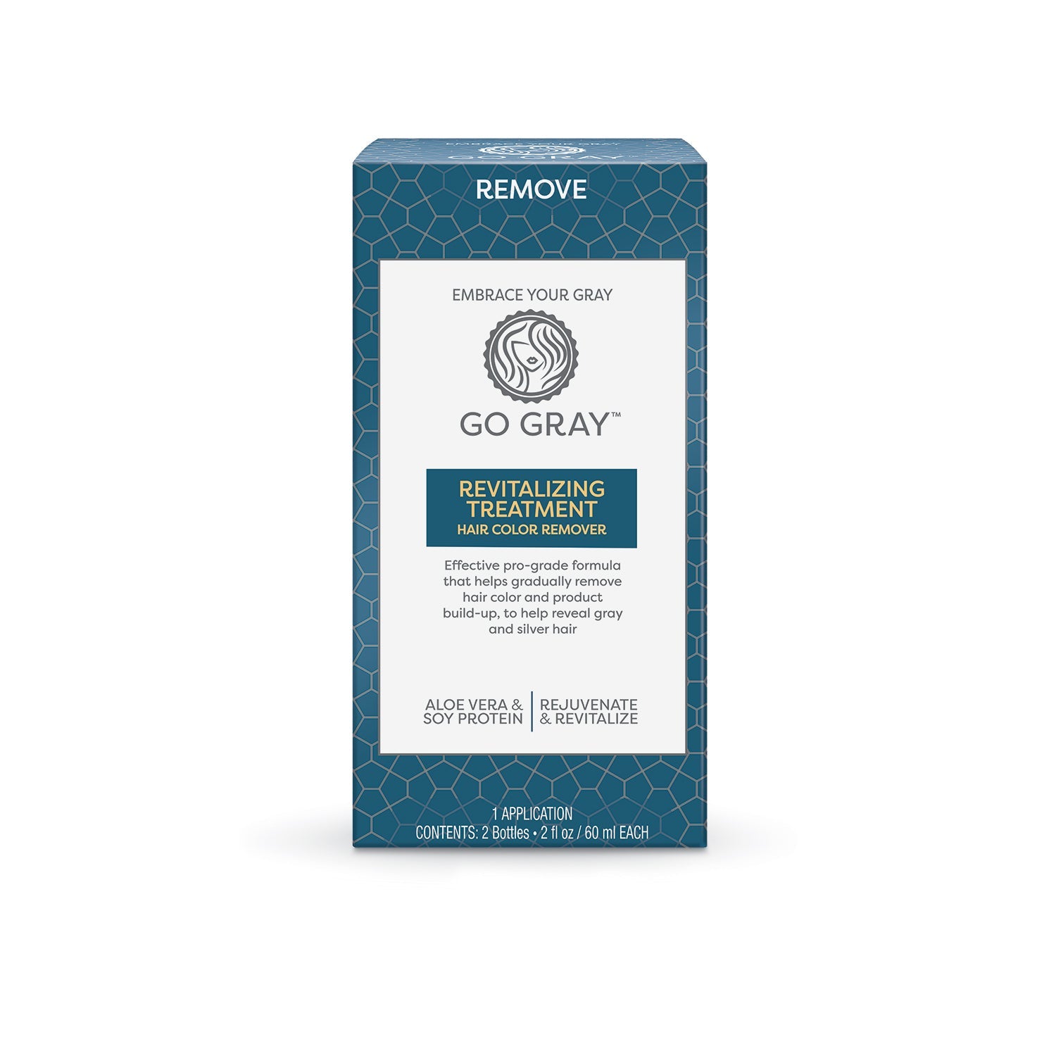 Pasteur Pharmacy Go Gray Revitalizing Treatment Hair Color Remover showing the product bottle with a clean label and packaging.