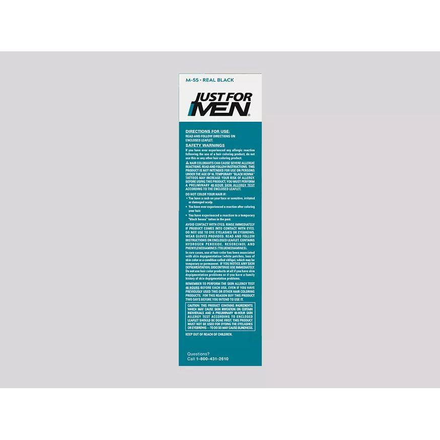 Just For Men Brush-In Color Gel for Mustache and Beard in Real Black, Pasteur Pharmacy hair color gel, 0.5 oz.