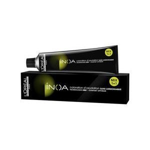 L'Oreal Paris Professionnel INOA ammonia-free hair color tube in 2.1oz (9.2/9V) with product packaging visible.