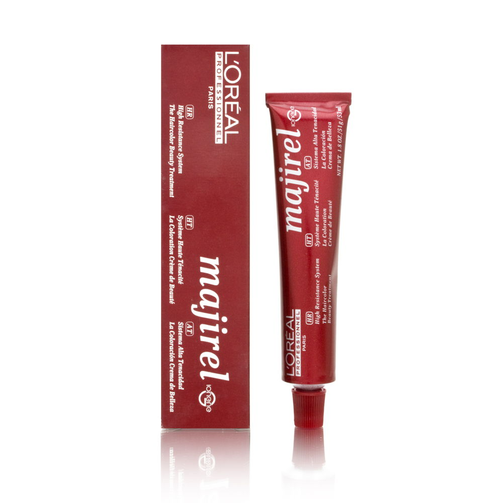 L'Oreal Professionnel Majirel Permanent Beauty Cream Hair Color in 50ml tube with vibrant shade visible