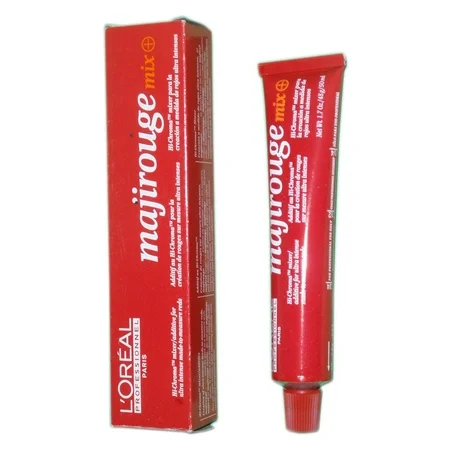 L'Oréal Professionnel Majirouge Blonde Red Iridescent permanent hair color in 1.7 oz tube, showcasing the vibrant shade.