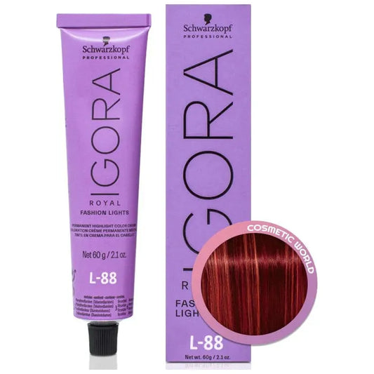 Schwarzkopf Igora Royal Fashion Lights Hair Color L-88, 2.1oz, vibrant hair dye in a professional hair color product image