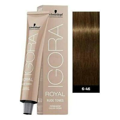 Schwarzkopf Igora Royal Hair Color 6-46 in 2.1oz tube showing rich, vibrant hair dye for professional coloring.