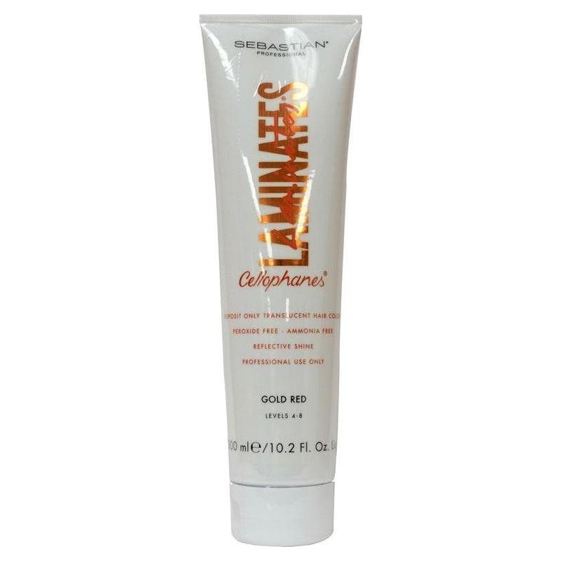 Sebastian Professional Cellophanes Gold Red hair color in a 10.2 oz bottle, showcasing vibrant red and gold shades for hair coloring.