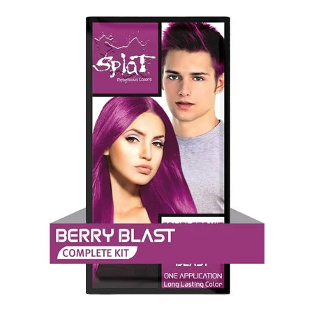 Vivid Berry Blast Splat Hair Color in a tube, bright purple and pink shades, suitable for bold, creative hair coloring.