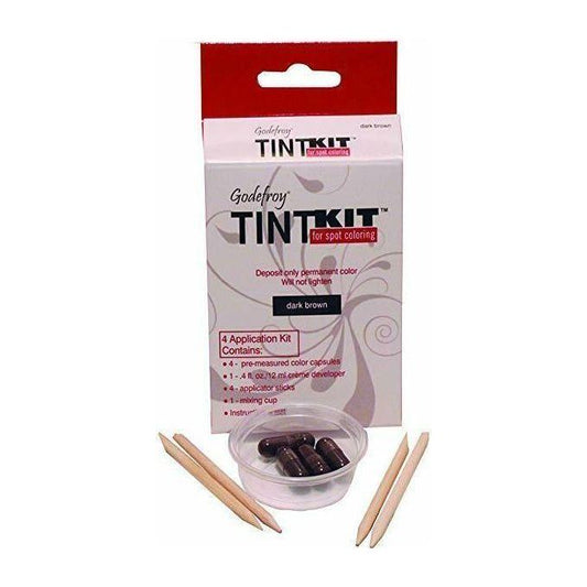 Godefroy Tint Kit Dark Brown hair color kit with four applications, designed for easy at-home hair coloring by Pasteur Pharmacy