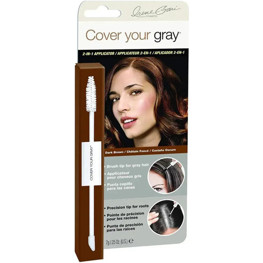 Irene Gari Cover Your Gray 2-in-1 Hair Color Touch-Up Wand by Pasteur Pharmacy, 0.25 oz, showing the wand applicator and hair color.