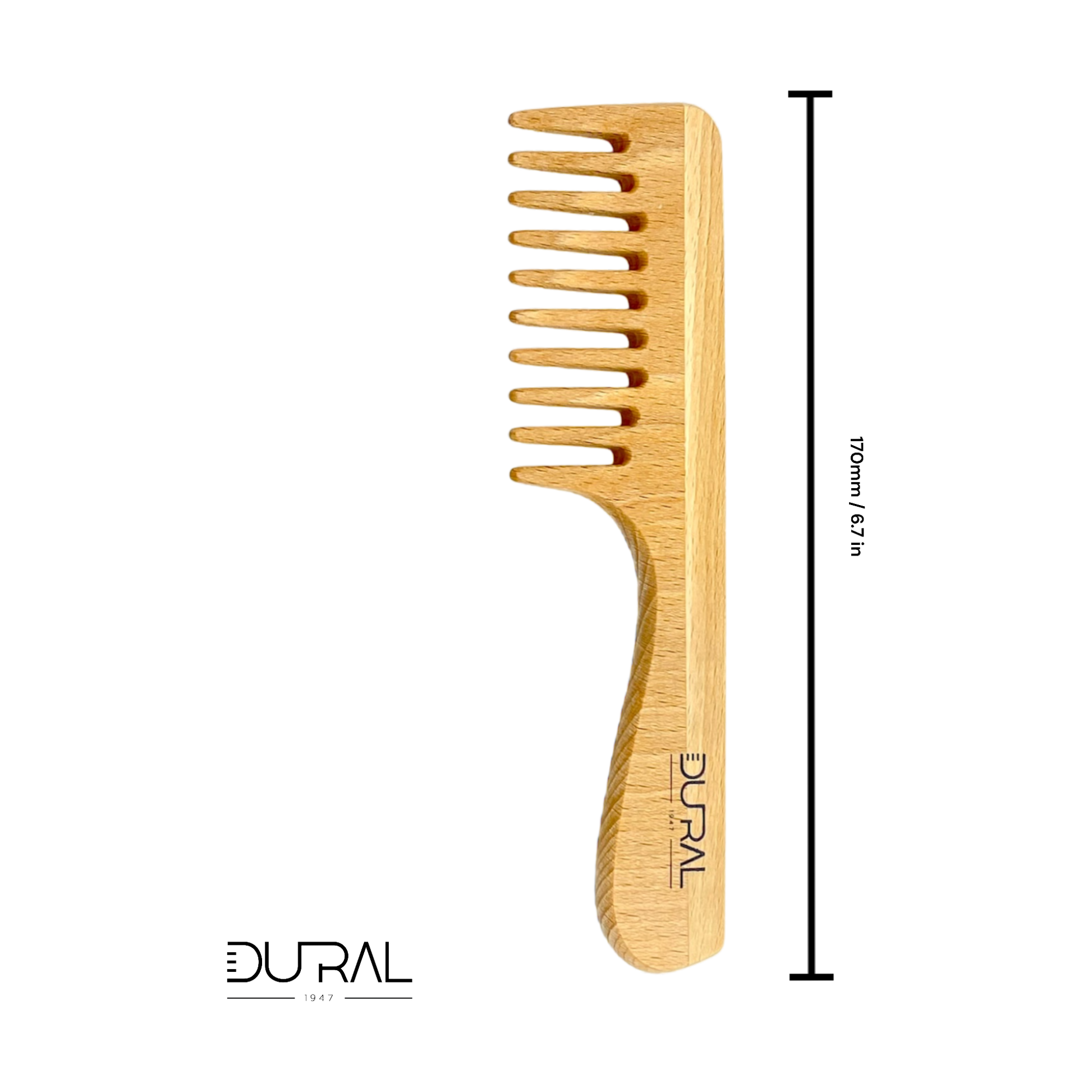 Dural beech wood hair comb with grip from Pasteur Pharmacy, showing smooth teeth and natural wood finish.