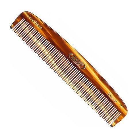 Kent Hand Made Pocket Hair Comb 7T, a small black plastic hair comb with fine teeth for grooming on the go.