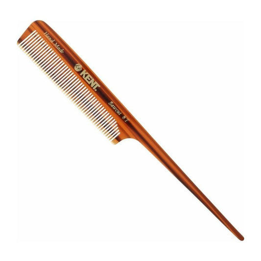 Kent Handmade Comb 8T, 197mm fine-toothed tail hair comb by Pasteur Pharmacy, showcasing smooth teeth and handcrafted design.