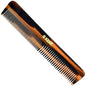 Kent 6.6 handmade tortoiseshell hair comb with fine and wide teeth, natural-looking tortoiseshell pattern, designed for gentle hair styling.