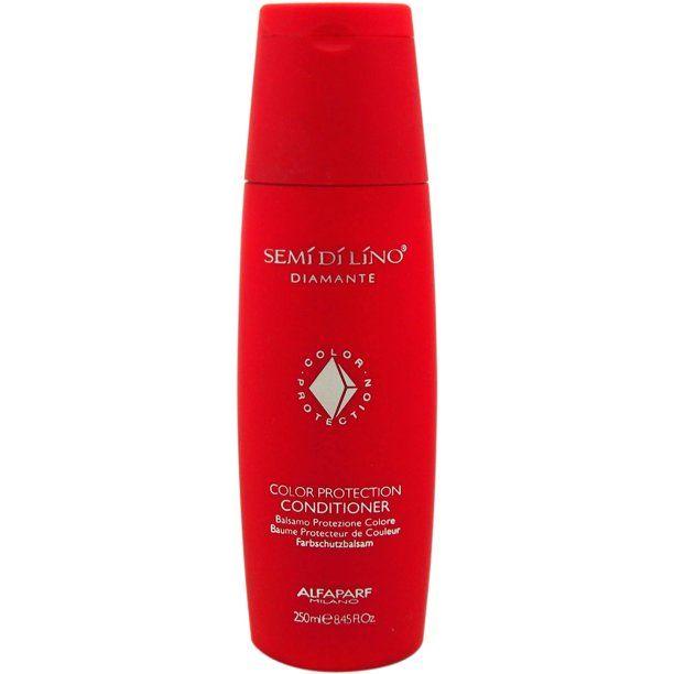 Alfaparf Semi Di Lino Diamante Color Protection Hair Conditioner in 8.45 oz bottle, nourishing and protecting color-treated hair.