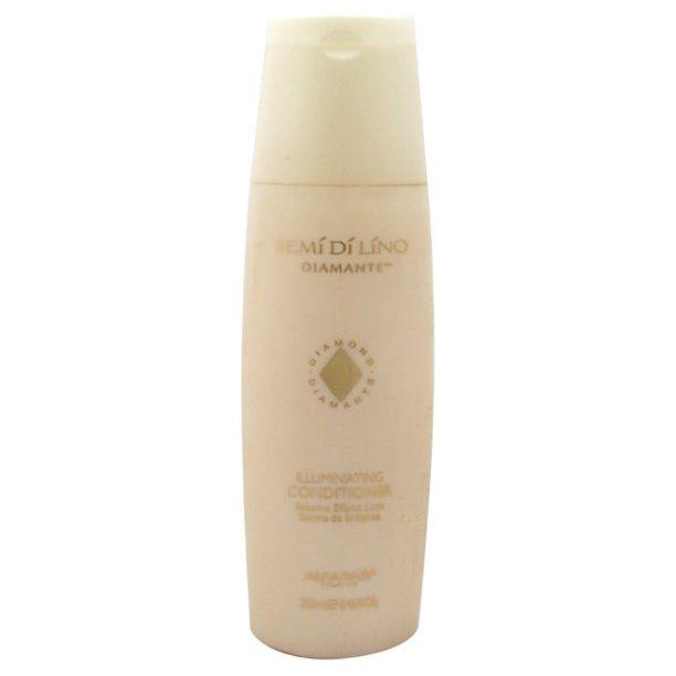 Alfaparf Semi Di Lino Diamante Illuminating Hair Conditioner in 8.45 oz bottle, nourishing and enhancing shine for all hair types.