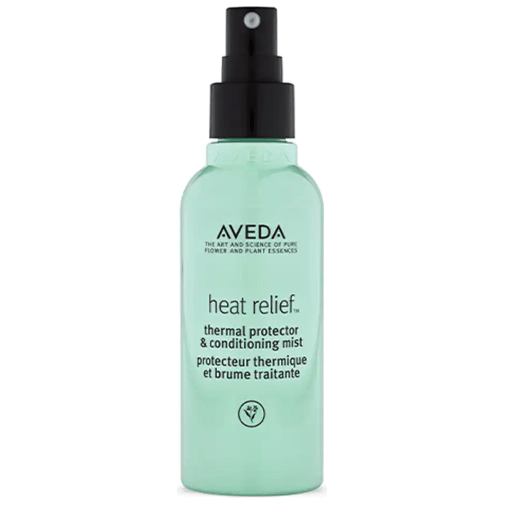 Aveda Heat Relief Thermal Protector & Conditioner Mist in 3.4 oz spray bottle, designed for hair protection and conditioning.