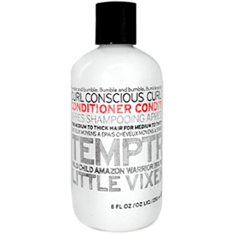 Bumble and Bumble Curls Conscious hair conditioner for medium to thick hair, 8 oz bottle, creamy formula on a white background.