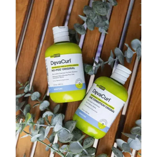DevaCurl fragrance-free and hypoallergenic One Condition Original hair conditioner in 12 oz bottle, suitable for sensitive hair.