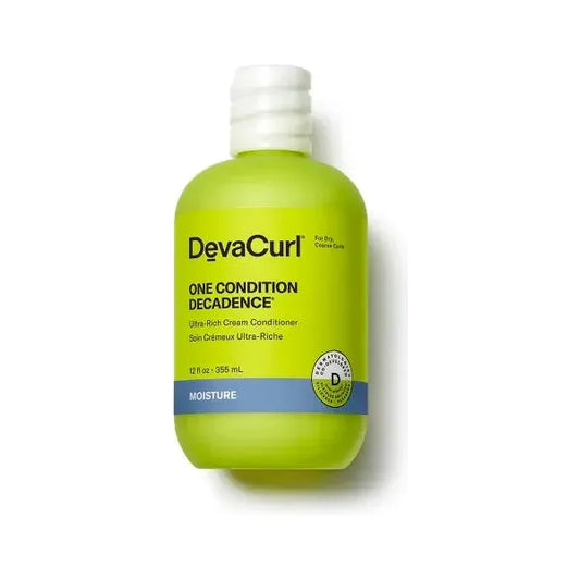 DevaCurl One Condition Decadence ultra-rich cream conditioner in 32oz bottle, nourishing hair conditioner with a creamy texture.