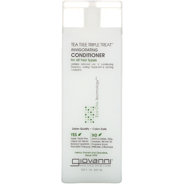 Giovanni Tea Tree Triple Treat Conditioner in 8.5 oz bottle, natural hair conditioner with tea tree for healthy scalp and hair