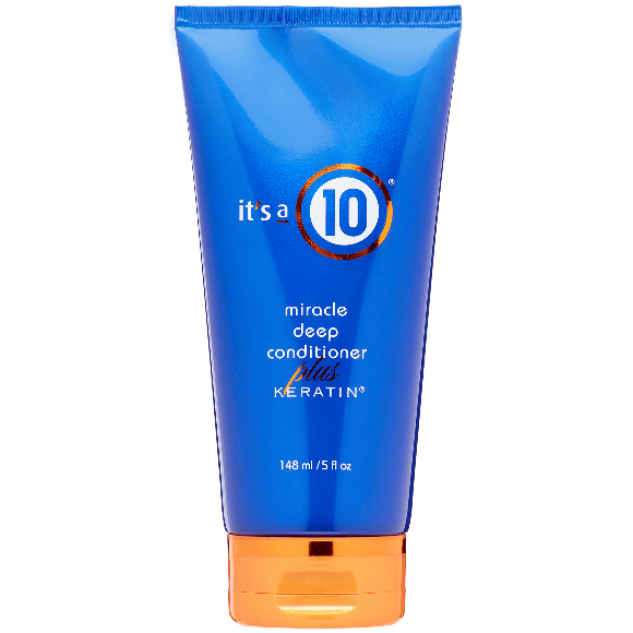 It's a 10 Miracle Deep Conditioner Plus Keratin hair conditioner in a 5 oz bottle from Pasteur Pharmacy, designed to nourish and strengthen hair.