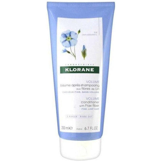 Klorane Hair Conditioner with Flax Fiber in a 6.7 oz bottle, nourishing and smoothing hair with natural flax extract.