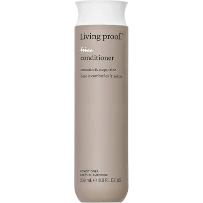 Living Proof No Frizz Hair Conditioner in 8 oz bottle, smooths frizz and adds shine to hair, natural and lightweight conditioner.