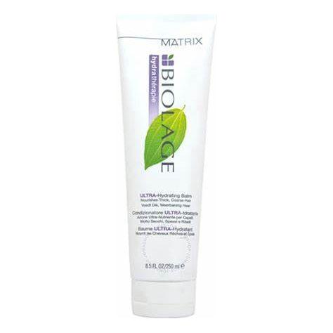 Matrix Biolage HydraTherapie hair conditioning balm in an 8.5 oz jar, designed to hydrate and nourish hair.